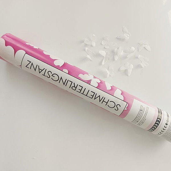 Tun de Confetti, Flippy, Confetti Cannon 40 cm, Model Fluturi din Hartie, Alb [7]