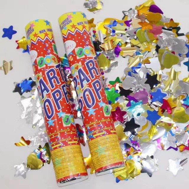 Tun de Confetti, Flippy, Party Popper 40 cm, Model Stelute, Inimioare, Paiete Lucioase, 3 cm Diametru, Multicolor [6]