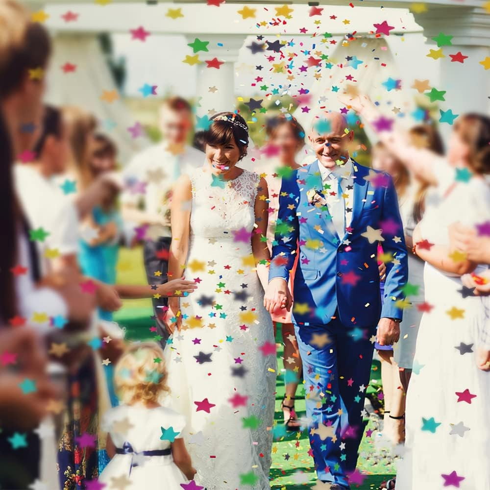 Tun de Confetti, Flippy, Party Popper, 60x5 cm, Model Stelute, Inimioare, Paiete, Lucioase, 3 cm Diametru, Multicolor [3]