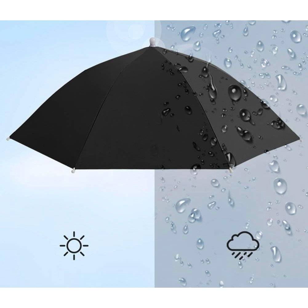 Umbrela de Cap, Flippy, Diametru 69 cm, Banda Elastica de Cap, Protectie UV/Ploaie, Negru [2]