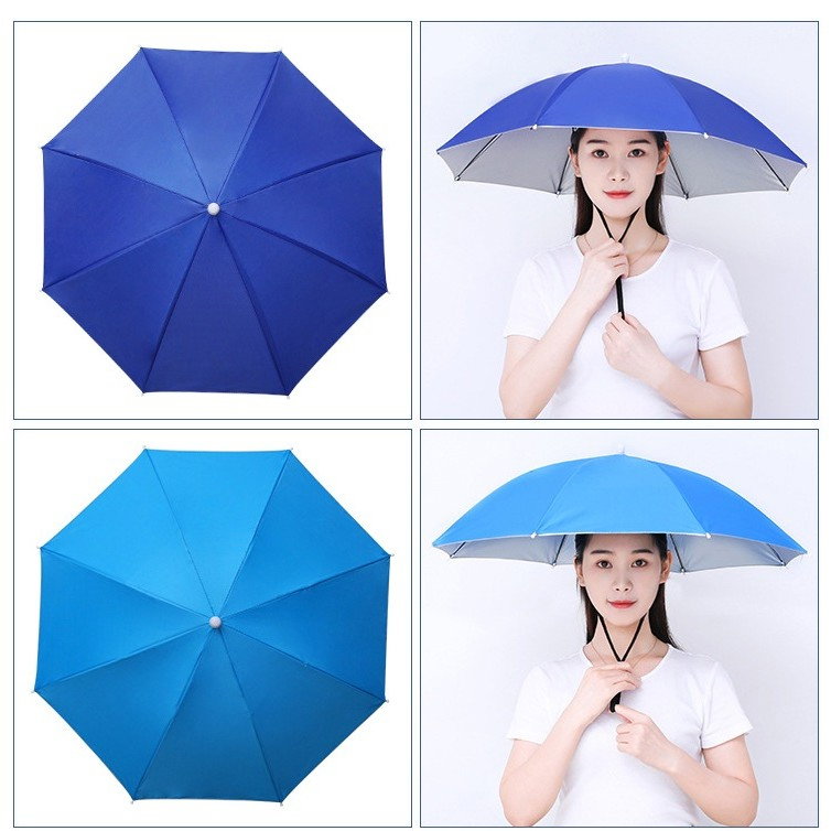 Umbrela de Cap, Flippy, Diametru 69 cm, Snur Reglabil de Cap, Protectie UV/Ploaie, Albastru [4]