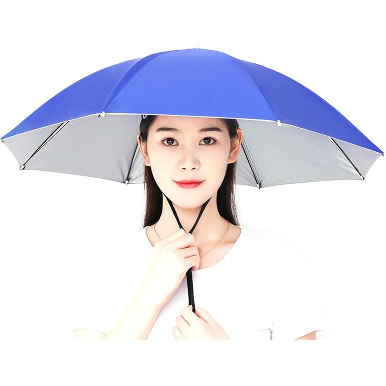 Umbrela de Cap, Flippy, Diametru 69 cm, Snur Reglabil de Cap, Protectie UV/Ploaie, Albastru Inchis [1]