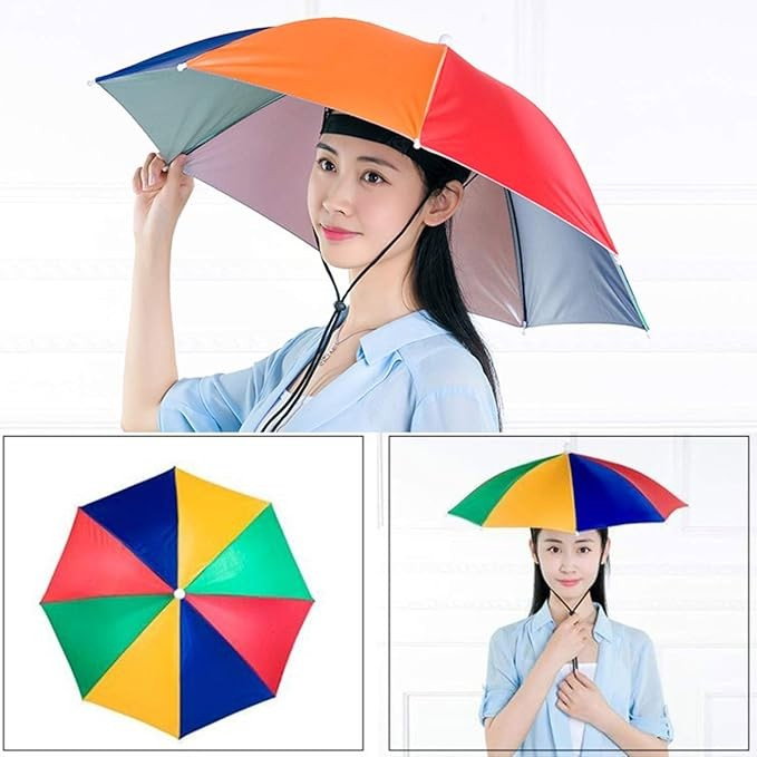 Umbrela de Cap, Flippy, Diametru 69 cm, Snur Reglabil de Cap, Protectie UV/Ploaie, Curcubeu [4]