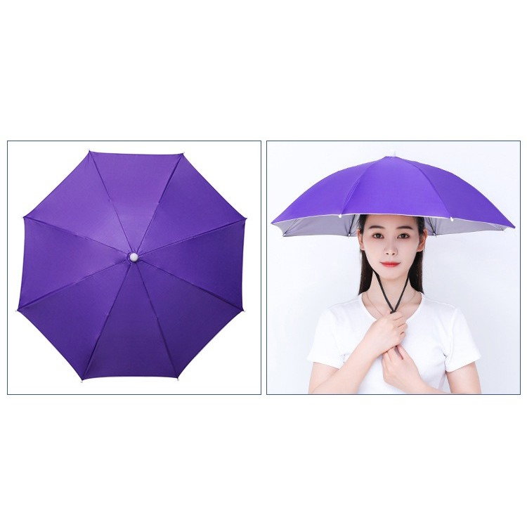 Umbrela de Cap, Flippy, Diametru 69 cm, Snur Reglabil de Cap, Protectie UV/Ploaie, Mov [3]