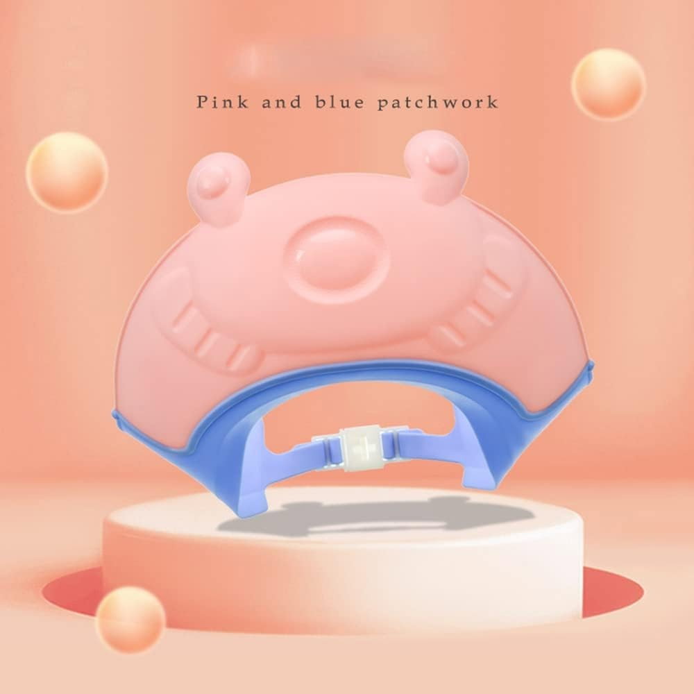 Viziera de Protectie Baie Pentru Copii, Fippy, Model Broasca, Dimensiune ajustabila, Durabil, Usor de curatat, Impotriva Samponului, pentru Ochi si Urechi, TPE+PP, 24x23 cm, Roz [2]