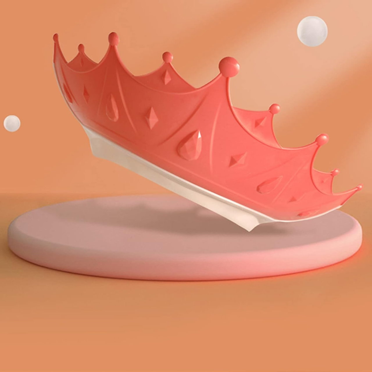 Viziera de Protectie Baie Pentru Copii, Fippy, Model Coroana, Dimensiune ajustabila, Durabil, Usor de curatat, Impotriva Samponului, pentru Ochi si Urechi, TPE+PP, 15x13 cm, Rosu [5]