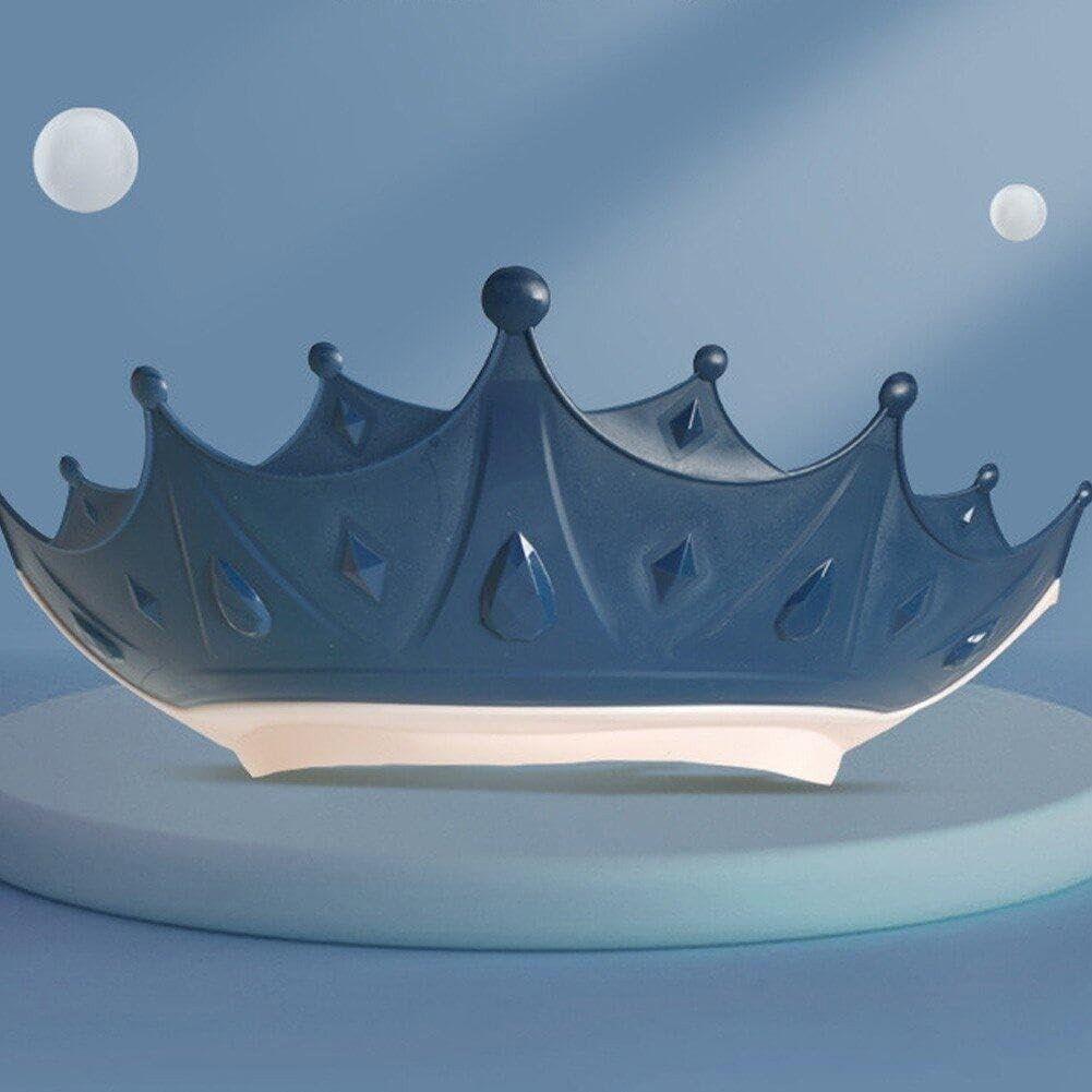 Viziera de Protectie Baie Pentru Copii, Fippy, Model Coroana, Dimensiune ajustabila, Durabil, Usor de curatat, Impotriva Samponului, pentru Ochi si Urechi, TPE+PP, 15x13 cm, Albastru Inchis [4]