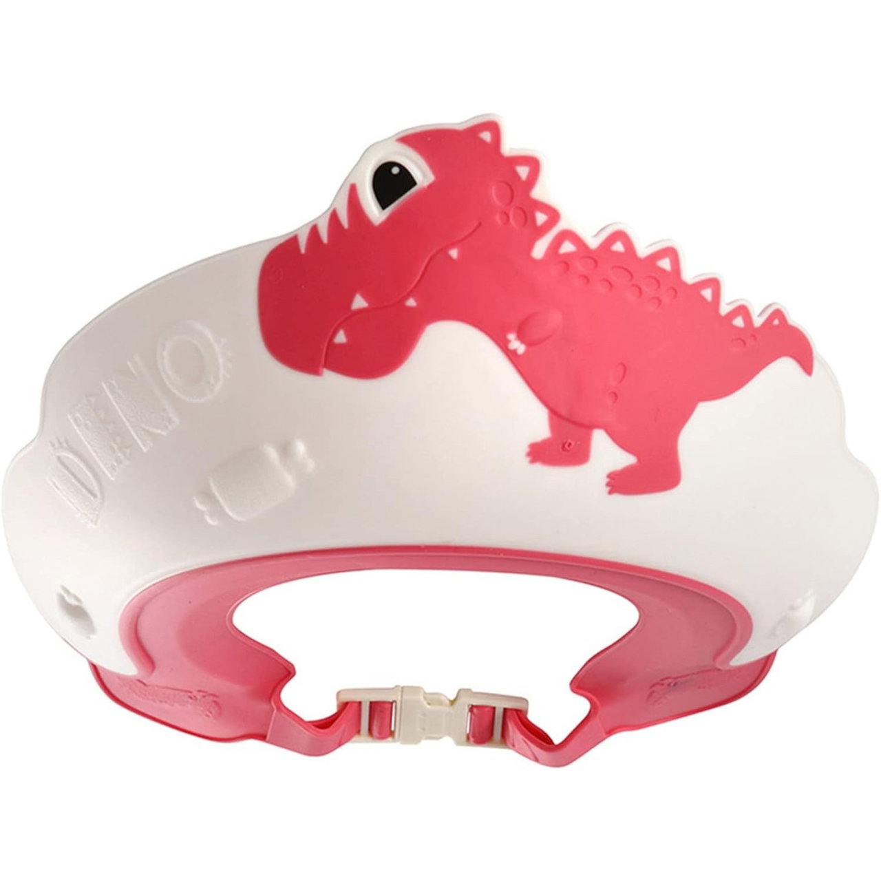 Viziera de Protectie Baie Pentru Copii, Fippy, Model Dinozaur, Dimensiune ajustabila, Durabil, Usor de curatat, Impotriva Samponului, pentru Ochi si Urechi, TPE+PP, 22x21 cm, Rosu [1]