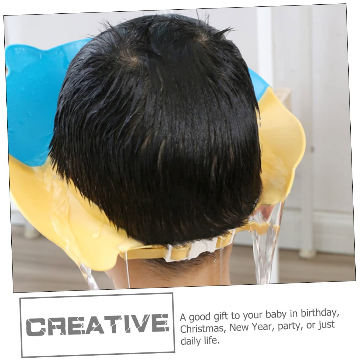 Viziera de Protectie Baie Pentru Copii, Fippy, Model Purcelus, Dimensiune ajustabila, Durabil, Usor de curatat, Impotriva Samponului, pentru Ochi si Urechi, TPE+PP, 23x23 cm, Albastru [4]