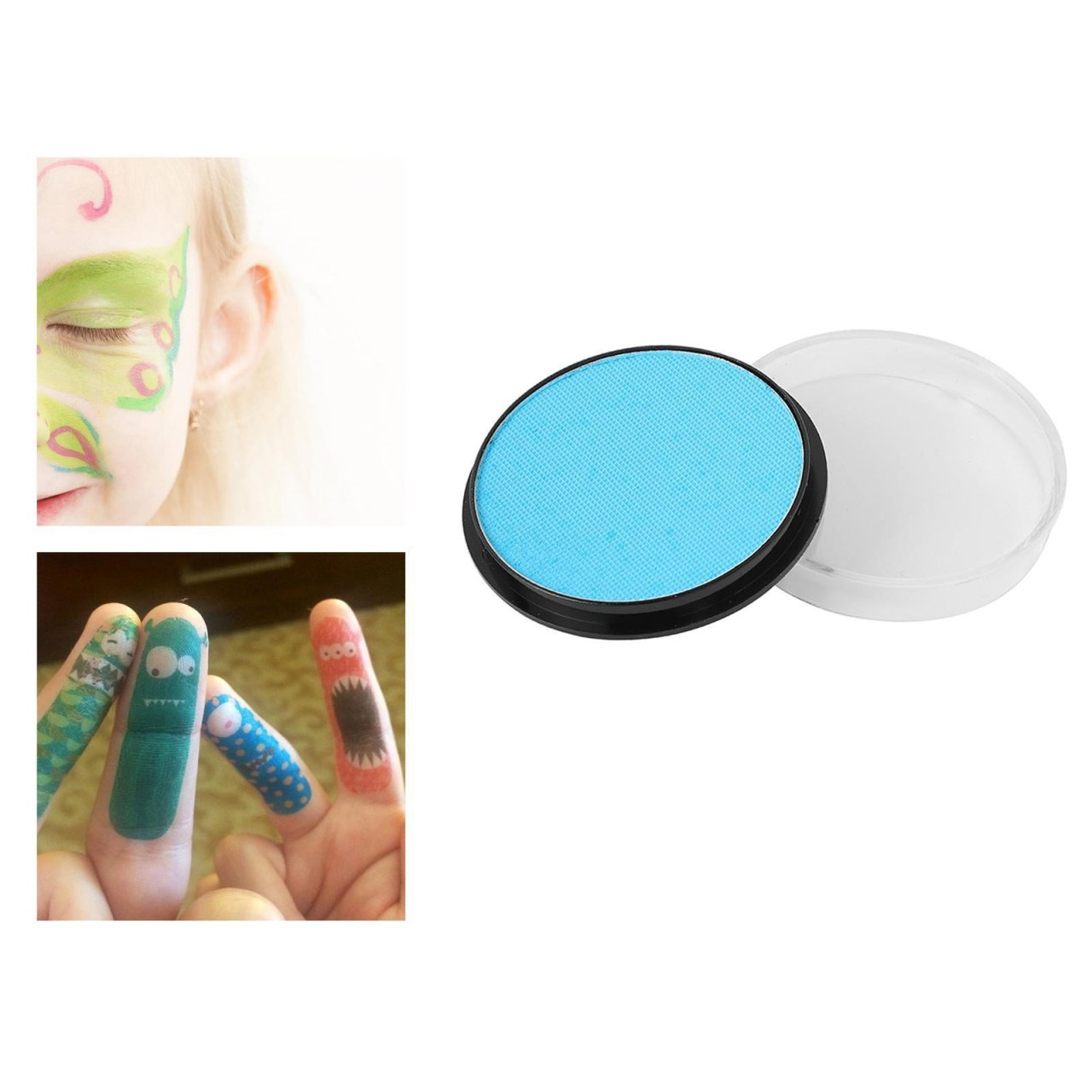 Vopsea pentru Fata si Corp, Flippy, cu Pigment Fosforescent, 30 g, Activare cu Apa, Albastru Deschis [2]