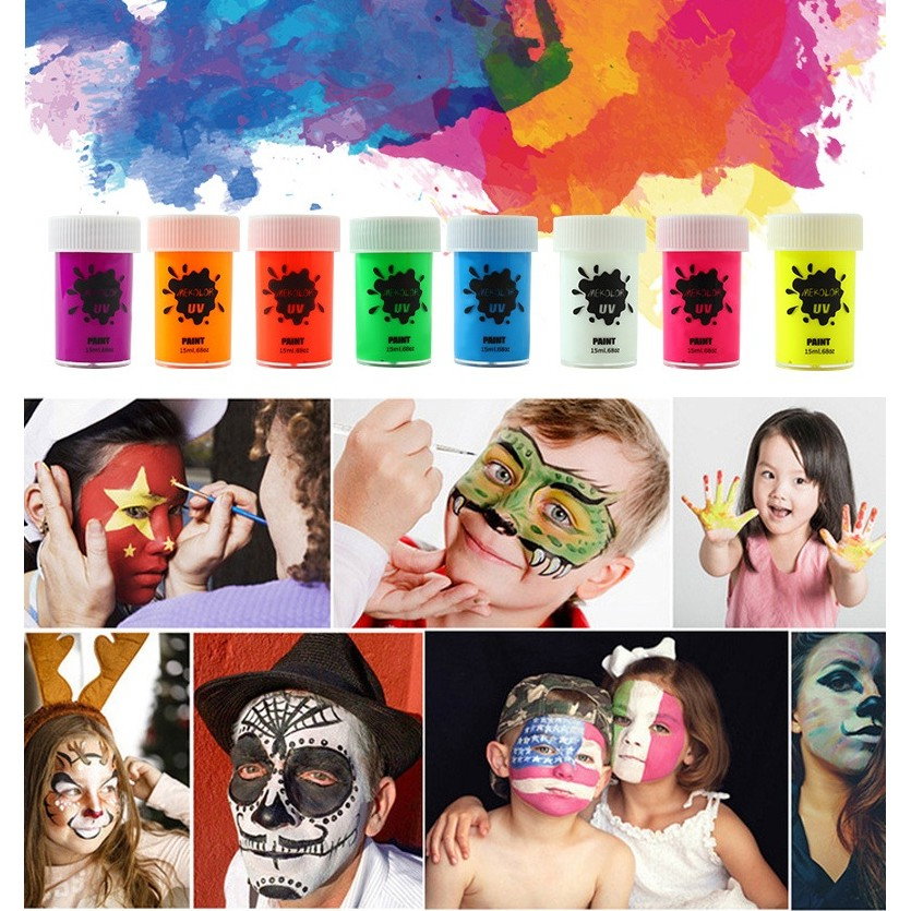 Vopsea pentru Fata si Corp, Flippy, cu Pigment Fosforescent UV, 15 ml, Galben [2]