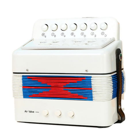 Jucarii si Jocuri - Acordeon Pentru Copii, Flippy, Acordeon Jucarie pentru Educatie Timpurie, 7 butoane 2 bass, Acordeon Instrument Muzical pentru Copii, 18 x 17 x 10 cm, Alb