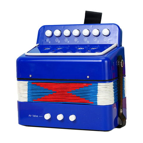 Jucarii si Jocuri - Acordeon Pentru Copii, Flippy, Acordeon Jucarie pentru Educatie Timpurie, 7 butoane 2 bass, Acordeon Instrument Muzical pentru Copii, 18 x 17 x 10 cm, Albastru
