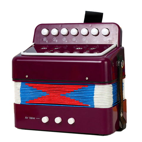 Jucarii si Jocuri - Acordeon Pentru Copii, Flippy, Acordeon Jucarie pentru Educatie Timpurie, 7 butoane 2 bass, Acordeon Instrument Muzical pentru Copii, 18 x 17 x 10 cm, Mov