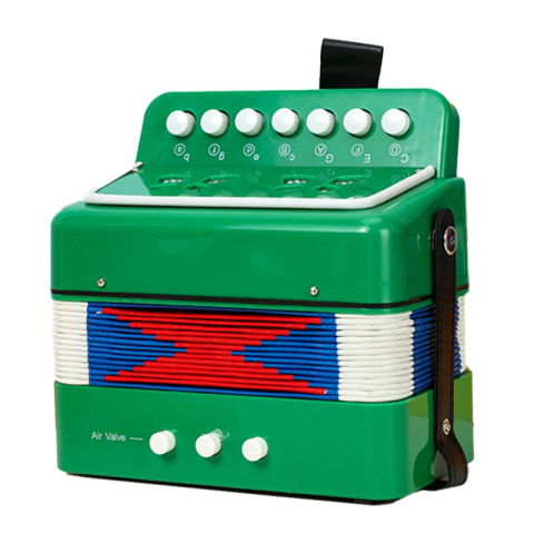 Jucarii si Jocuri - Acordeon Pentru Copii, Flippy, Acordeon Jucarie pentru Educatie Timpurie, 7 butoane 2 bass, Acordeon Instrument Muzical pentru Copii, 18 x 17 x 10 cm, Verde