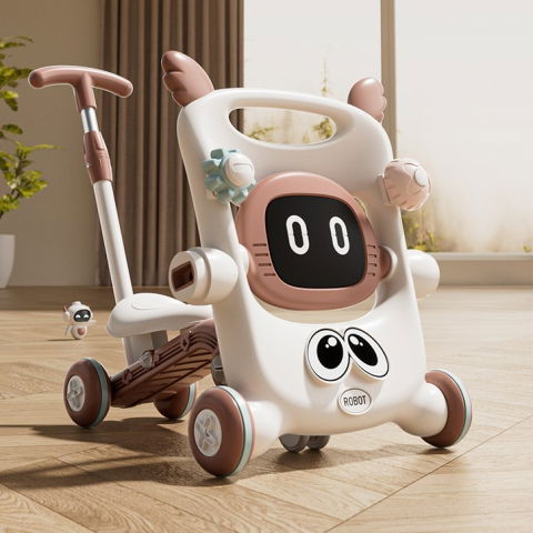 Premergatoare - Antemergator pentru Copii 8 in 1, Flippy, Multifunctional, cu Maner de Impingere Detasabil, Scuter, Trotineta, Scaun Reglabil, Tavita Detasabila, Stabil, Antiderapant, 4 Roti, 56x44x64cm, 9-12 Luni, M