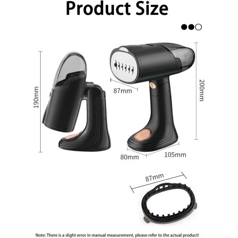 TeoMarket - Aparat de Calcat Vertical Portabil cu Abur, Flippy, Putere 1500W, Rezervor Detasabil de 138ml, Priza, Functie Anti Calcar si Auto Curatare, Pliabil, cu Perie, 20x10.5x8 cm, Negru