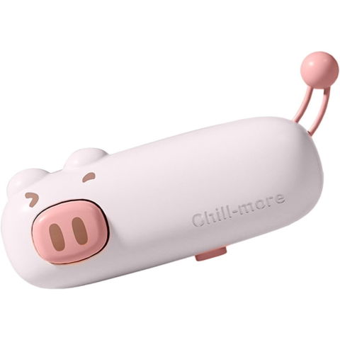 Pentru casa - Aparat de Sigilat Ambalaje, Flippy, Incarcare USB Tip C, 400 mAh, 10.2 x 3.7 x 4.3 cm, Model Porc, Roz