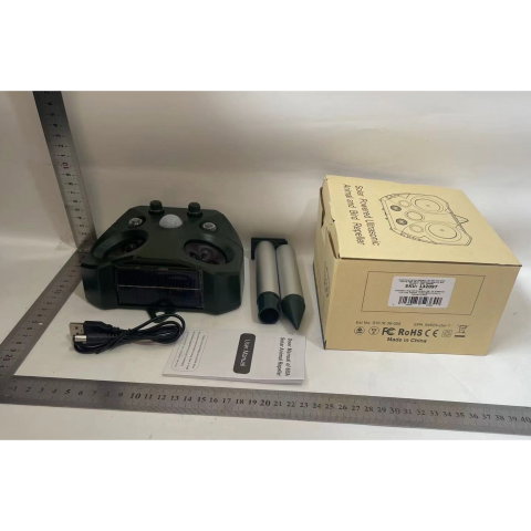 Articole pentru Gradina si Bricolaj - Aparat Solar LED cu Ultrasunete, Flippy, Repelent pentru Animale Mari si Mici, Lumina Rosie si Alba, Anti Rozatoare, Anti Insecte, 15 x 14 x 24 cm, Verde