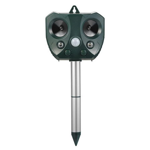 Articole pentru Gradina si Bricolaj - Aparat Solar LED cu Ultrasunete, Flippy, Repelent pentru Animale Mari si Mici, Lumina Rosie si Alba, Anti Rozatoare, Anti Insecte, 15 x 14 x 24 cm, Verde