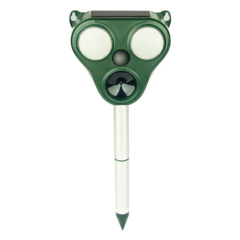 Articole pentru Gradina si Bricolaj - Aparat Solar LED cu Ultrasunete, Flippy, Repelent pentru Animale Mari si Mici, Lumina Rosie si Alba, Anti Rozatoare, Anti Insecte, Frecventa 13.5KHZ-65 KHZ, Senzor PIR, 13 x 14.7 x 24.5 cm, Verde