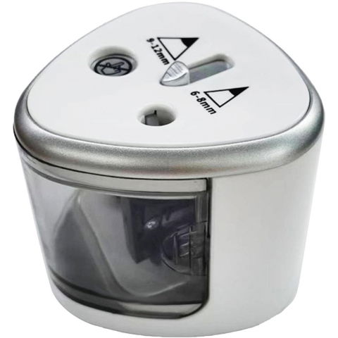 Accesorii Birou si Consumabile - Ascutitoare Electrica cu 2 Gauri, Flippy, Gri, Baterii 4 x AA (neincluse), 7.5 x 7.5 x 7.5 cm, Gri