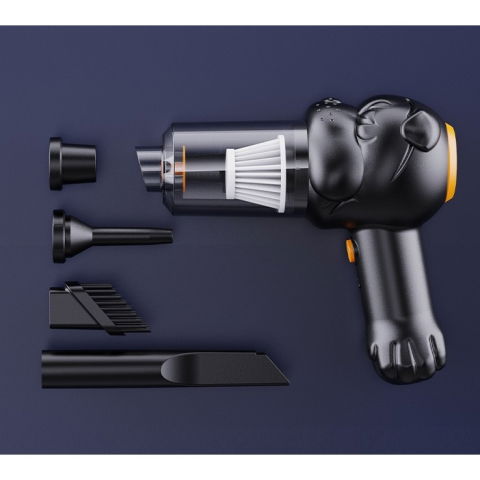 Articole pentru Animale - Aspirator Auto 4 in 1 Portabil fara Fir, Flippy, 120W, Autonomie 1-3 h, 2 Viteze, Aspirare Umeda/Uscata, Functia de Sulfare/Umflare, Negru