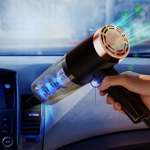 TeoMarket - Aspirator Portabil Auto, Flippy, pentru Casa si Masina, Cablu Auto, Tub Prelungitor, 4 Capete de Aspirare, 20x16x19cm, Negru