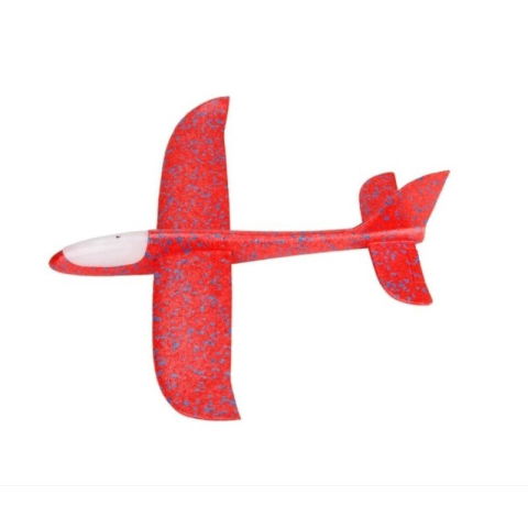 Jucarii Senzoriale, Fidget Toys - Avion Planor cu Pilot, Flippy, Din Polistiren, Cu Lumini in Cabina Pilotului, Lungime 47 cm, Rosu