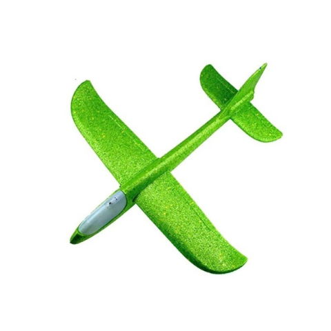 Jucarii Senzoriale, Fidget Toys - Avion planor din polistiren in punga , lungime 47 cm , cu lumina pe varf, Verde , Flippy