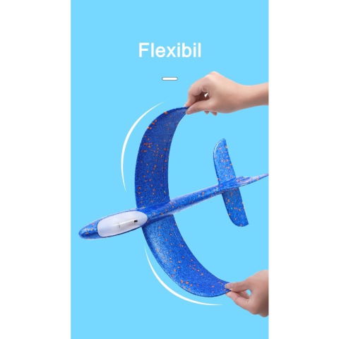 Jucarii Senzoriale, Fidget Toys - Avion planor din polistiren in punga , lungime 47 cm , Galben , Flippy