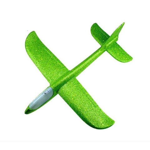 Jucarii Senzoriale, Fidget Toys - Avion planor din polistiren in punga , lungime 47 cm , Verde, cu lumini pe cap, Flippy