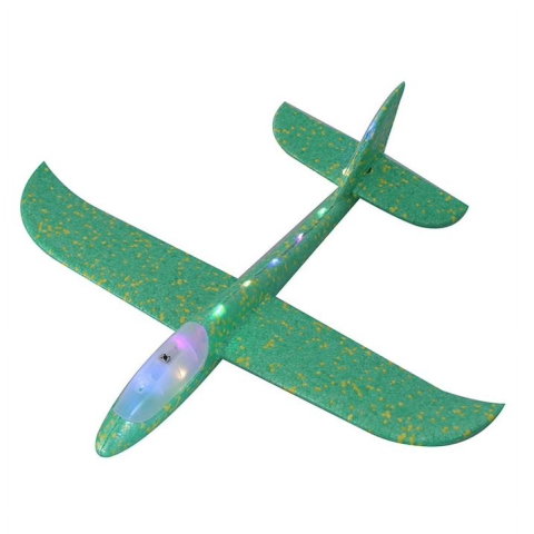 Jucarii Senzoriale, Fidget Toys - Avion Planor Flippy, cu Lumini pe Toata Lungimea, din Poliester, 48 cm, Verde