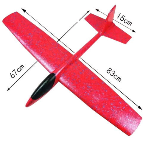 Jucarii Senzoriale, Fidget Toys - Avion Planor Flippy, din Polistiren, Lungime 84 cm , Jucarie Recreativa, Cascadorii, Rosu