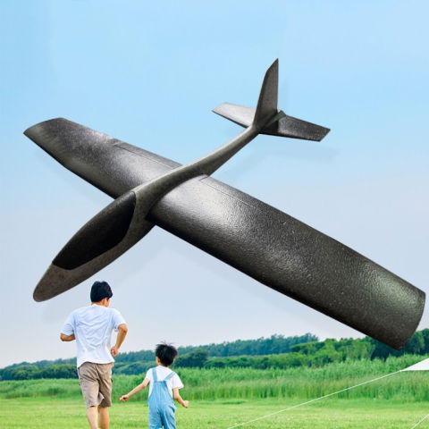 Jucarii si Jocuri - Avion Zburator, Flippy, Tip Planor, 83 cm Lungime, +3 Ani, din Polistiren, Aruncare 10 - 30 m, Negru