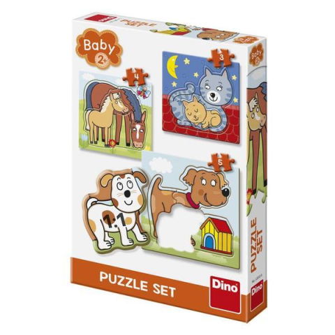 Puzzle-uri clasice - Baby puzzle - Animalute jucause (3,4 si 5 piese)