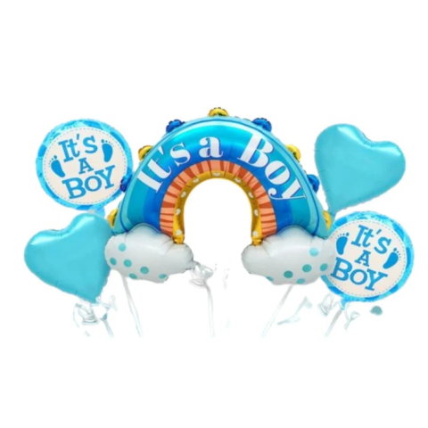 TeoMarket - Baloane decorative tematica BABY SHOWER, Flippy, ITS A BOY, pentru gender reveal, botez, set din 5 bucati, 66 x 91 cm, Albastru