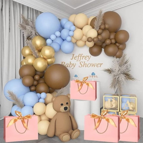 TeoMarket - Baloane pentru Arcada, pentru Baieti, BABY SHOWER, Flippy, Mset mix din 107 Baloane, din Latex pentru decor, Albastru Maro