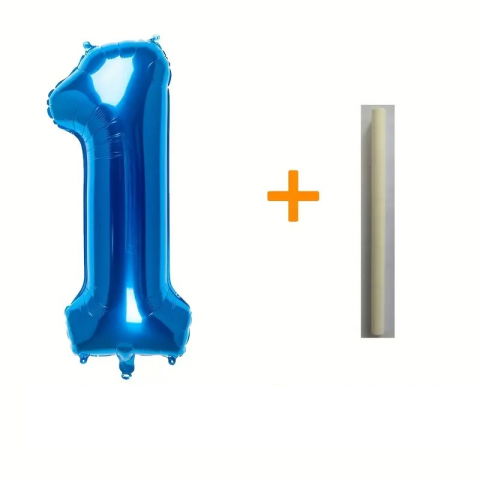 Cifre - Balon din Folie Flippy, Cifra 1, 81 cm, Pentru Aer sau Heliu, Bulk, Albastru