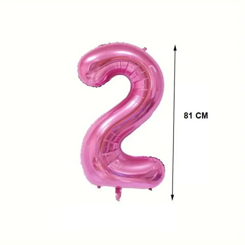 Cifre - Balon din Folie Flippy, Cifra 2, 81 cm, Pentru Aer sau Heliu, Mov