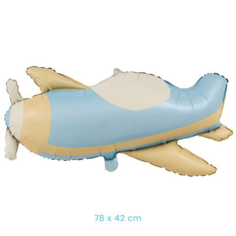 Figurine si Baloane 3D - Balon din Folie Metalizata, Flippy, Figurina Animata, Model Avion, 78 x 42 cm, Ambalaj Individual, Pai Inclus, Umflare cu Aer sau Heliu, Albastru