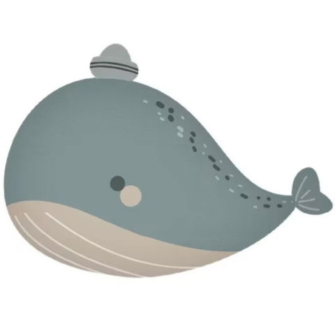 Figurine si Baloane 3D - Balon din Folie Metalizata, Flippy, Figurina Animata, Model Balena, 70 x 49 cm, Ambalaj Individual, Pai Inclus, Umflare cu Aer sau Heliu, Albastru