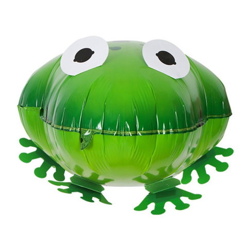 Figurine si Baloane 3D - Balon din Folie Metalizata, Flippy, Figurina Animata, Model Broasca, 53x40 cm, Ambalaj Individual, Pai Inclus, Umflare cu Aer sau Heliu, Verde