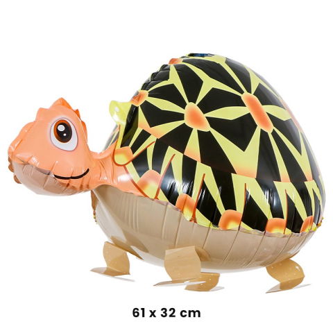 Figurine si Baloane 3D - Balon din Folie Metalizata, Flippy, Figurina Animata, Model Broasca Testoasa, 61x32 cm, Ambalaj Individual, Pai Inclus, Umflare cu Aer sau Heliu, Multicolor