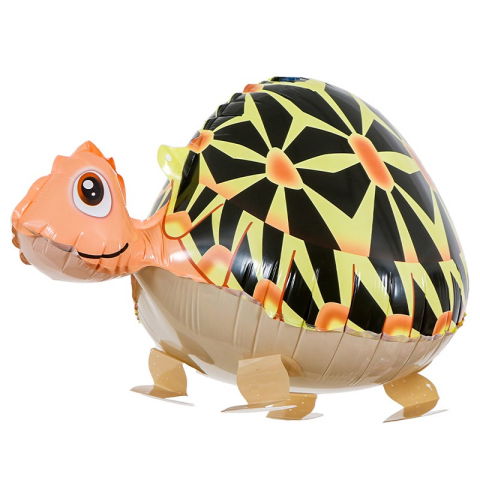 Figurine si Baloane 3D - Balon din Folie Metalizata, Flippy, Figurina Animata, Model Broasca Testoasa, 61x32 cm, Ambalaj Individual, Pai Inclus, Umflare cu Aer sau Heliu, Multicolor