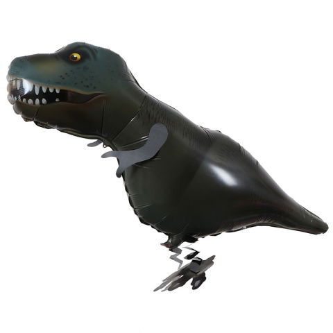 Figurine si Baloane 3D - Balon din Folie Metalizata, Flippy, Figurina Animata, Model Dinozaur, 97x48 cm, Ambalaj Individual, Pai Inclus, Umflare cu Aer sau Heliu, Negru
