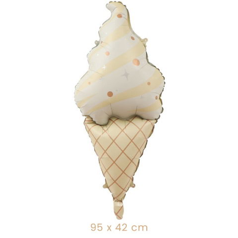 Figurine si Baloane 3D - Balon din Folie Metalizata, Flippy, Figurina Animata, Model Inghetata, 95 x 42 cm, Ambalaj Individual, Pai Inclus, Umflare cu Aer sau Heliu, Maro