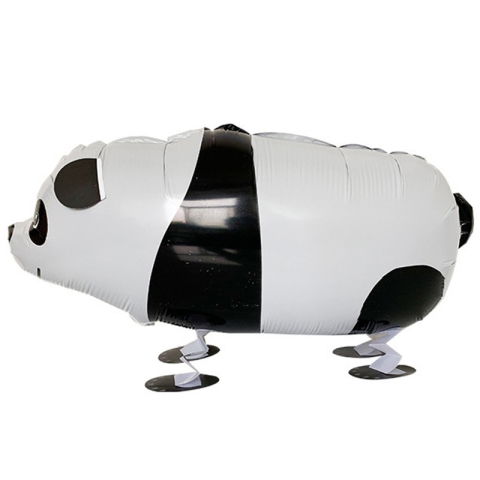 Figurine si Baloane 3D - Balon din Folie Metalizata, Flippy, Figurina Animata, Model Panda, 74x42 cm, Ambalaj Individual, Pai Inclus, Umflare cu Aer sau Heliu, Alb-negru