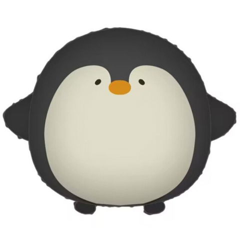 Figurine si Baloane 3D - Balon din Folie Metalizata, Flippy, Figurina Animata, Model Pinguin, 54 x 48 cm, Ambalaj Individual, Pai Inclus, Umflare cu Aer sau Heliu, Negru