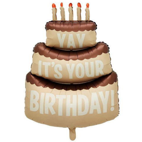 Figurine si Baloane 3D - Balon din Folie Metalizata, Flippy, Figurina Animata, Model Tort Aniversar, 102.5 x 63 cm, Ambalaj Individual, Pai Inclus, Umflare cu Aer sau Heliu, Maro